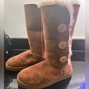UGG Bailey Suede Button Triplet II Water-Repellent Tall Boots
